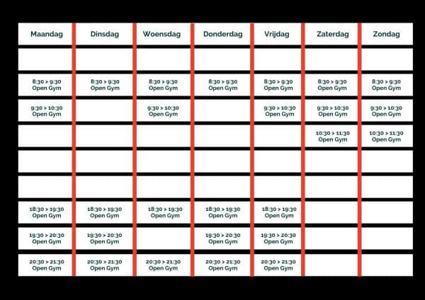 Open Gym Zomer rooster 2023